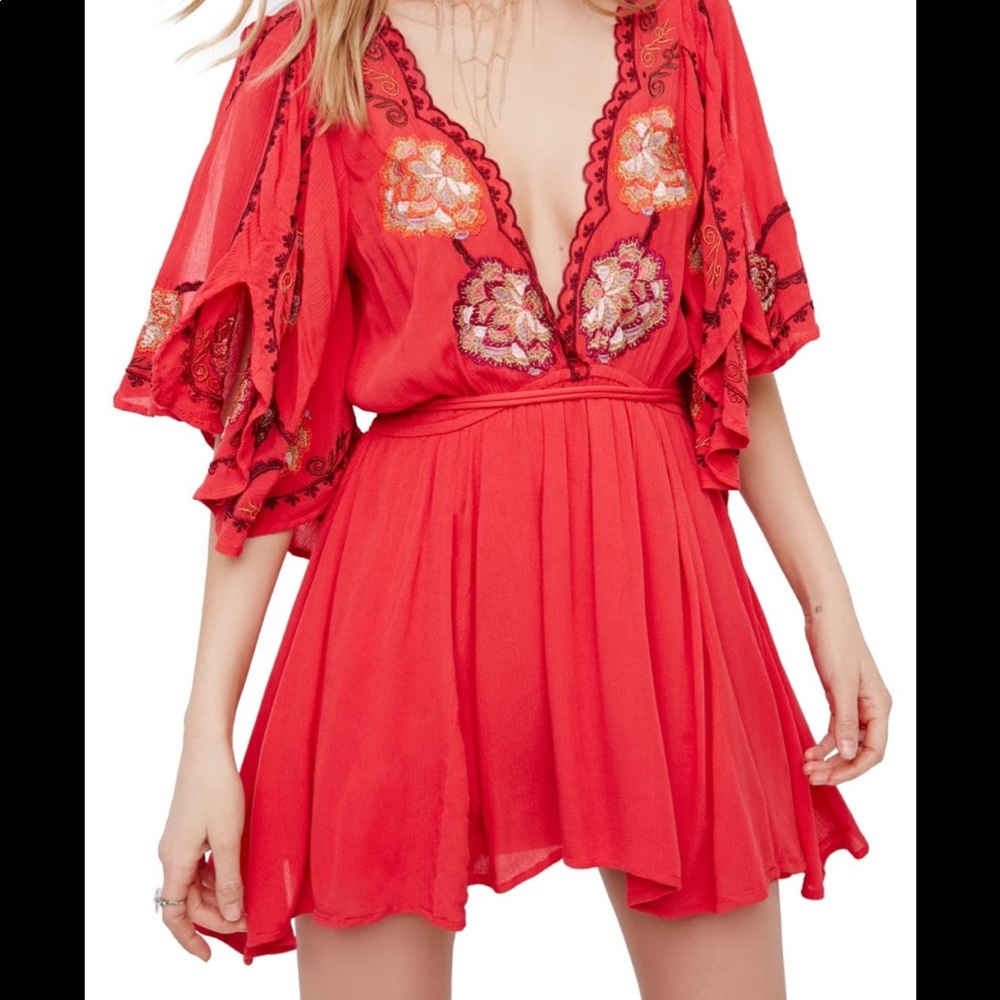 Free People Cora Embroidered Mini Dress